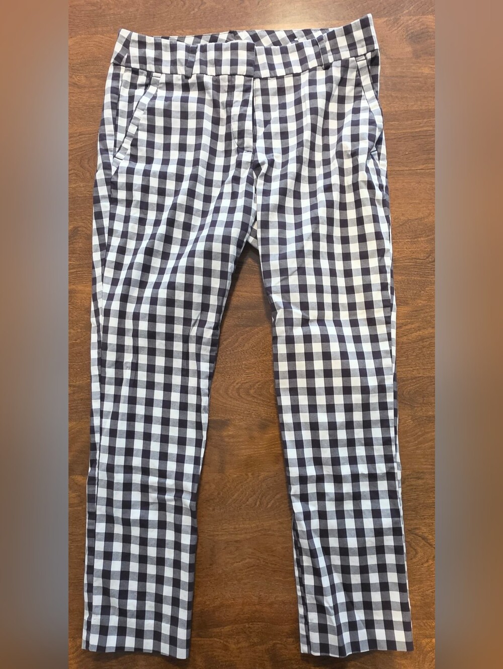 LOFT Outlet Women's Black and White Gingham Chinos 6P